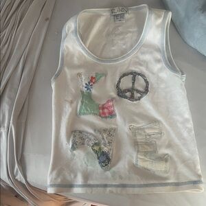 White Tank Top with Peace and Love Design
